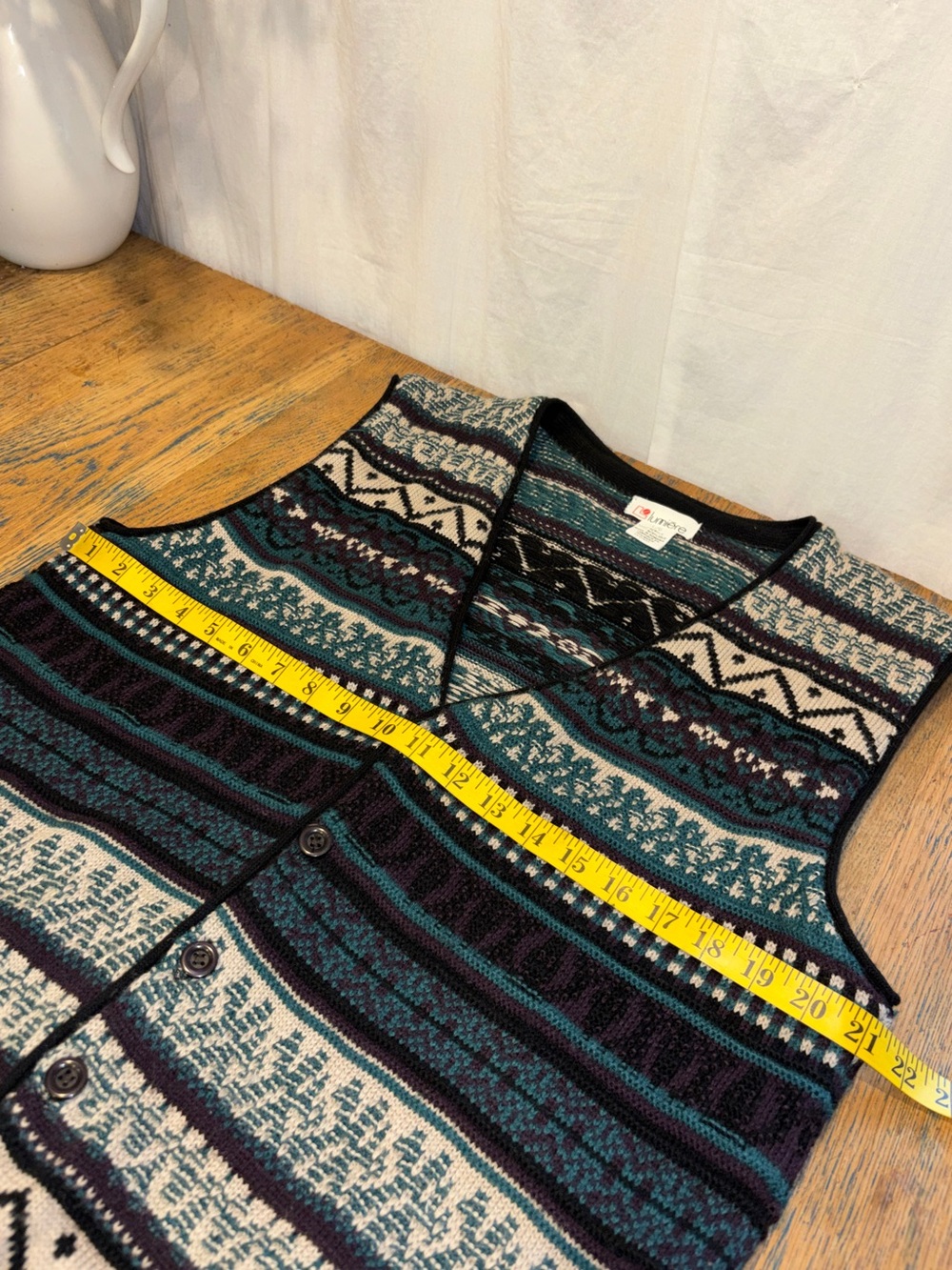 Lumière Vintage Unisex Patterned Knit Vest – L/G - Picture 8 of 9